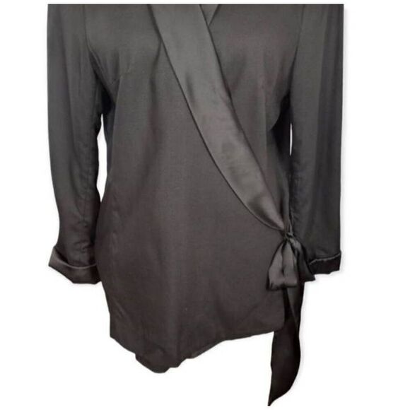 H&M CONSCIOUS COLLECTION BLACK WRAP BLAZER SZ.12 EUC. - Picture 3 of 10
